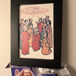 1969 Print art. Pine Wood. Black Frame And Glass 