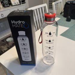 Hydromate 32oz Motivational Glass Water Bottle