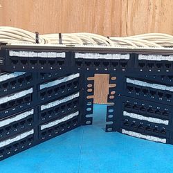 Leviton cat 5e 48 Port patch panel angled (4) and 24 port (1)