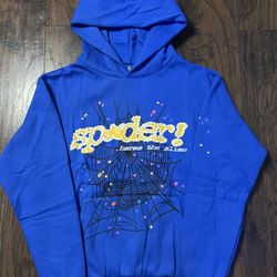 Sp5der Hoodie Blue, And Yellow