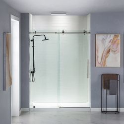 MBSDC6076-B  Frameless Shower Doors 56-60" Width x 76"Height with 3/8"(10mm) Clear Tempered Glass in Brushed Nickel Finish
