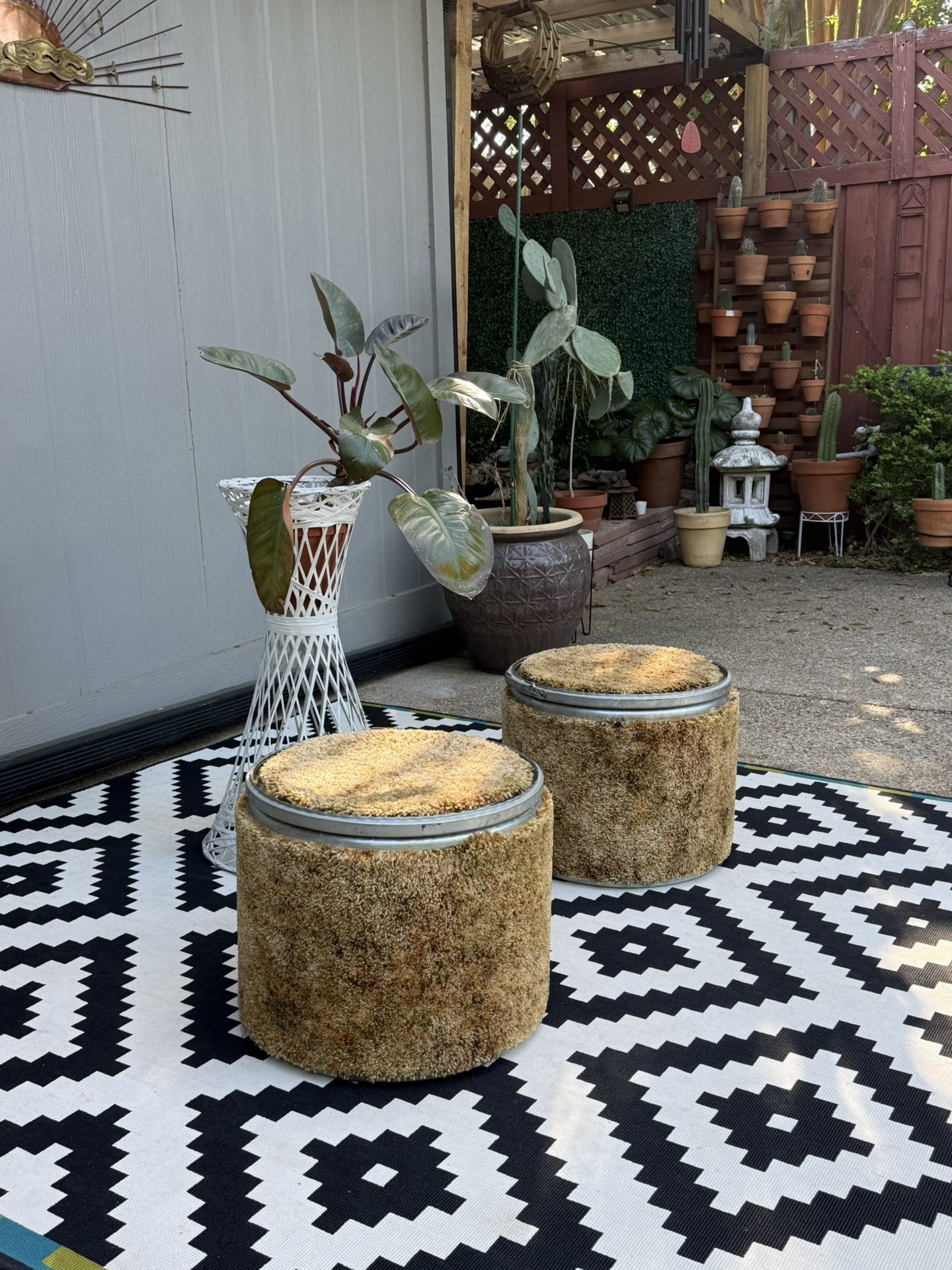 Vintage Mid Century Modern "Leverpak" Storage Ottomans (Set of 2)