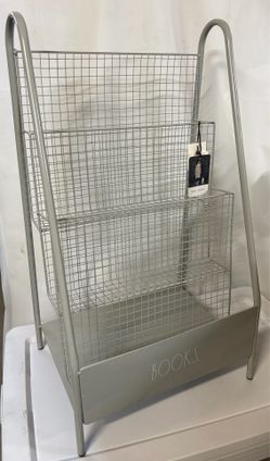 NWT Rae Dunn "BOOKS" 3 Tier Grey Wire Bookshelf
