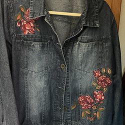 Carol Hanson embroidered XL Jean Jacket