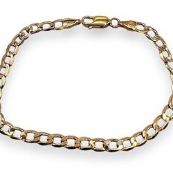 10k Yellow Gold Curb 4 mm Bracelet 7.25" Inches 3.50g