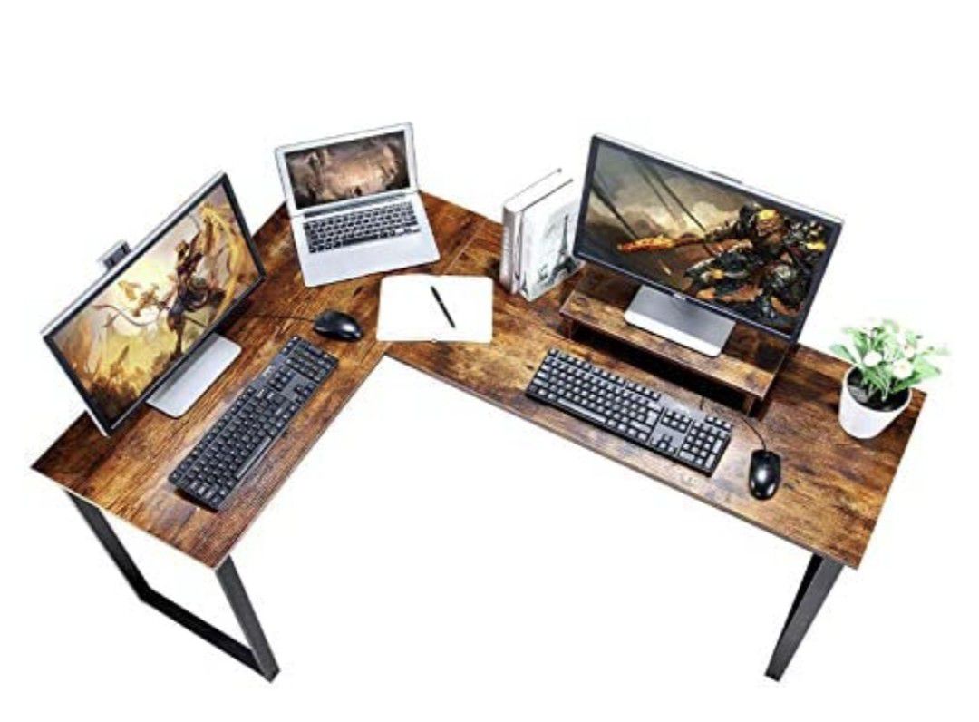 L Shaped Desk, Dual Monitors