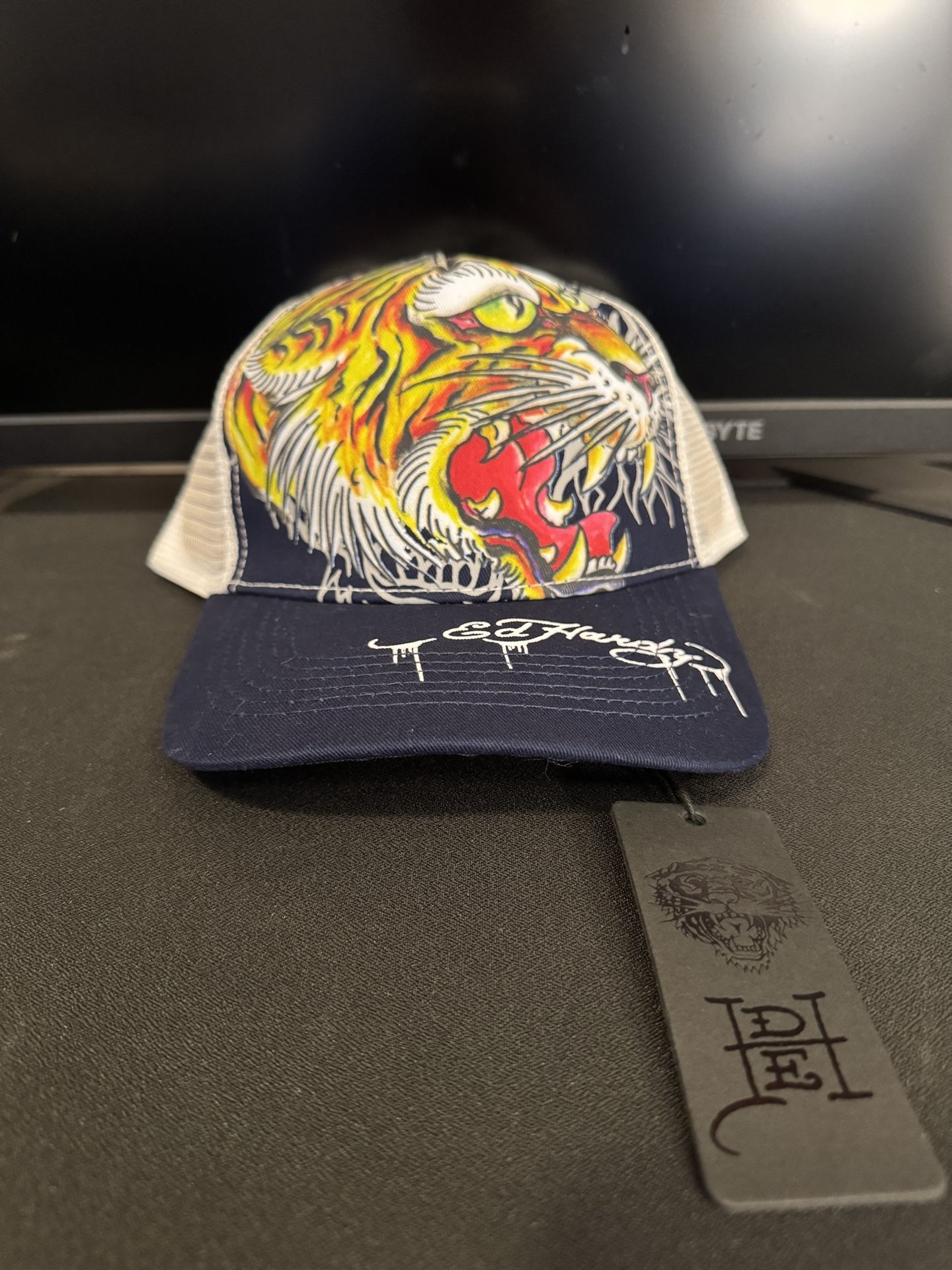 Ed Hardy Tiger Mesh Trucker Hat Navy White