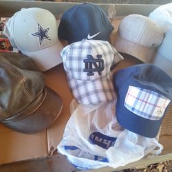 Hats Lot Of 7 Notre Dame , Nike , Jordan , Kangol, No Bad Choices , Dallas Cowboys And A Women's Leather Hat 