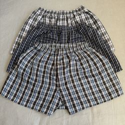 3 x Rocky Mens Medium (34-36) Woven Boxer Shorts Plaid Underwear (Silver Lake)