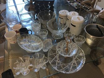 Crystal serving dishes and more. $25 for all.