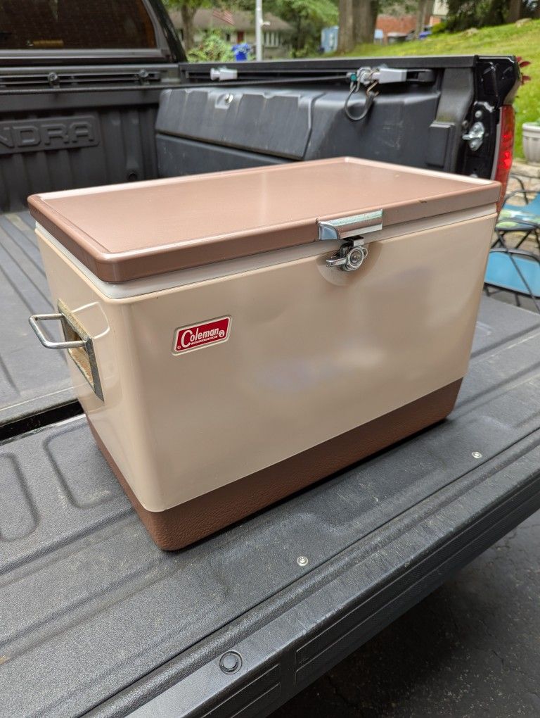 Late 60s Coleman Cooler In Rare Copper/Tan Colors