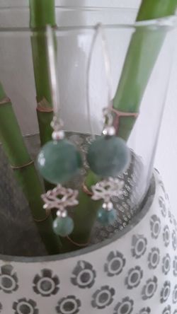 New handmade sterling silver with jade earrings perfect for mom's day