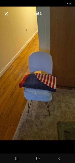Light Blue Upholstered Chair with Hairpin Legs