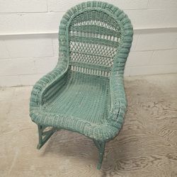 Vintage-antique, Seafoam Green, Wicker,  Rocking chair