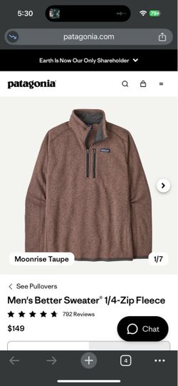 Patagonia (Men's Better Sweater. 1/4-Zip Fleece. Size Medium )