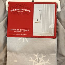New Wondershop Gray Snowflake Shower Curtain