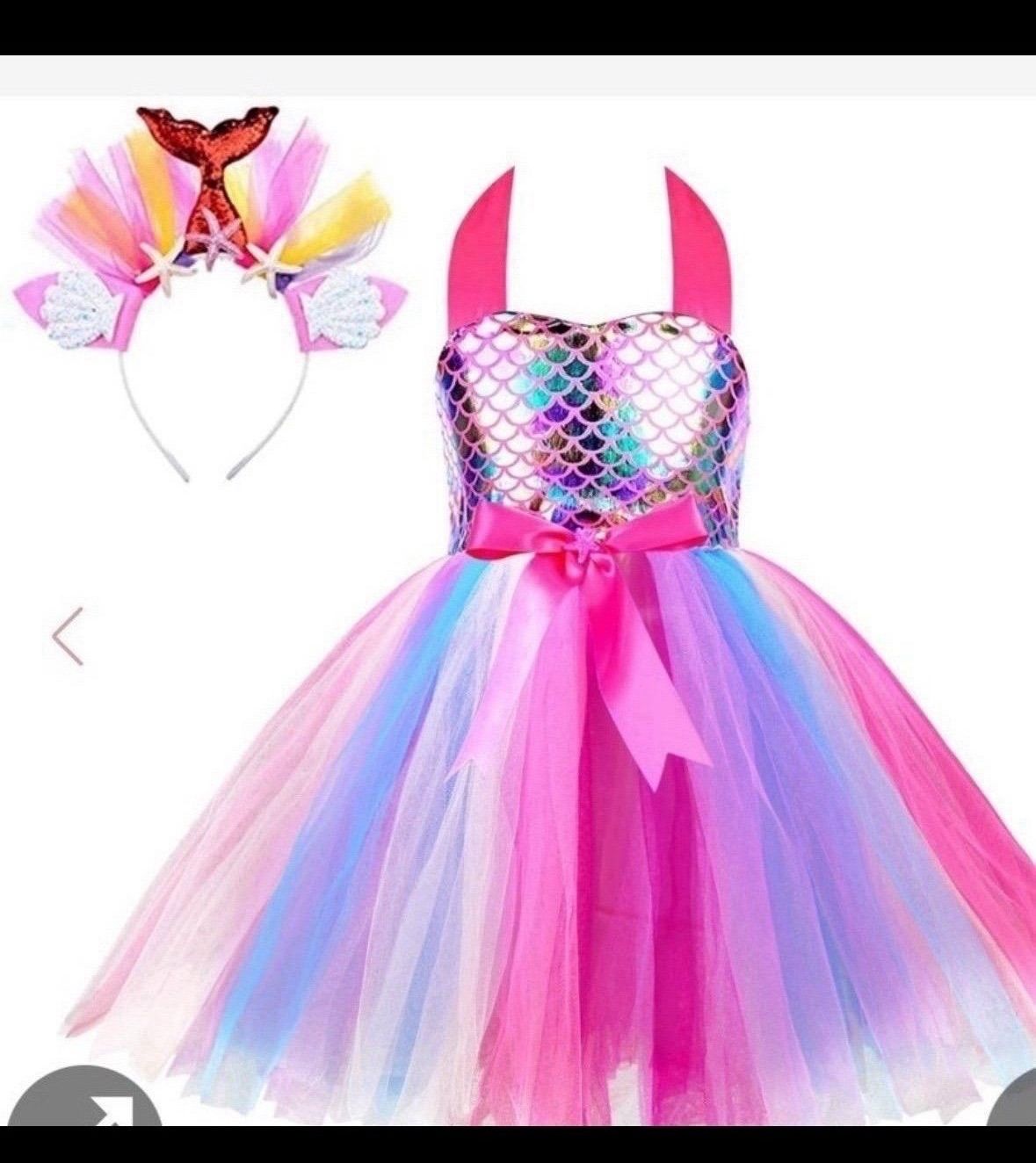 Simplecc Girls Mermaid Costume Mermaid Princess Tutu Dress For Birthday Party Size 5-6 Years  ** bundle items to save on shipping charges. Add multipl