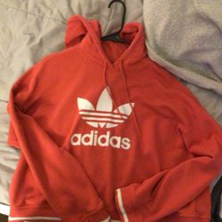 Cropped Adidas Hooded Sweatshirt XL Salmon Color