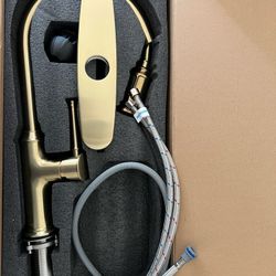 Brushed Gold Kitchen Faucet with Pull Down Sprayer, Lava Odoro Single Handle Gold Kitchen Sink Faucet, Brushed Brass Faucet for Kitchen Sink 1 Hole an