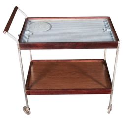 Mid-Century Modern Two-Tier Hot Tray Buffet Cart