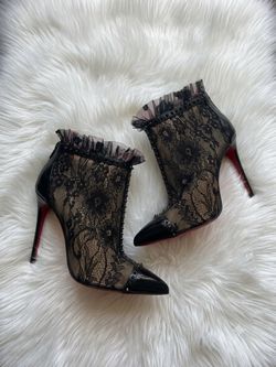 Christian Louboutin Pigalle 100 Lace Studded Booties