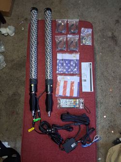 2 RGB l.e.d light up whips and flags for utv/atv side by side