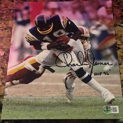 BAS COA CHARLIE JOINER SIGNED 8x10 CHARGERS FOOTBALL PHOTO