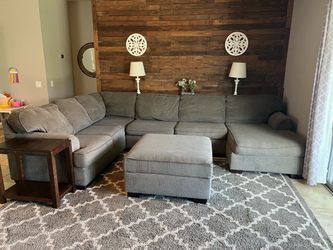 Ashley Furniture Gray Sectional Sofa with Ottoman