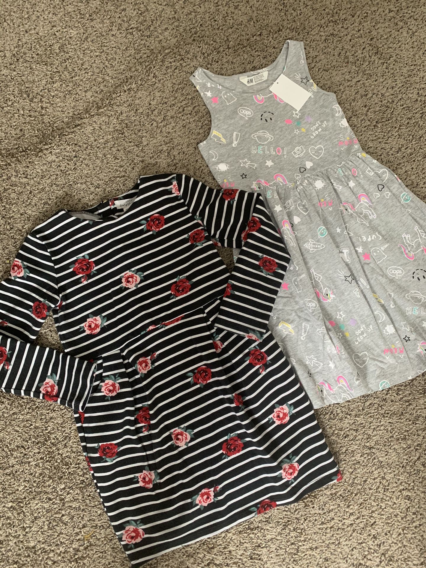 H&M flowers and unicorn dress for girls