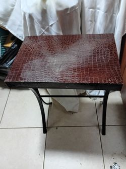 Side Table with Croc-Embossed Top