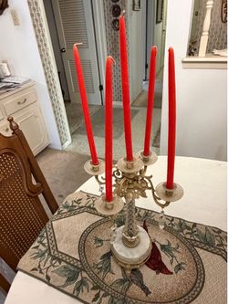Beautiful Crystal with Marble Base Candelabra