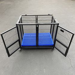 (New) $160 Stackable Folding Dog Cage Crate Kennel Heavy-Duty 37x25x33 inches