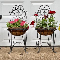 Vintage Wrought Iron Chair Planters
