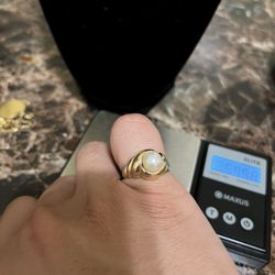 14K SOLID GOLD REAL PEARL RING 