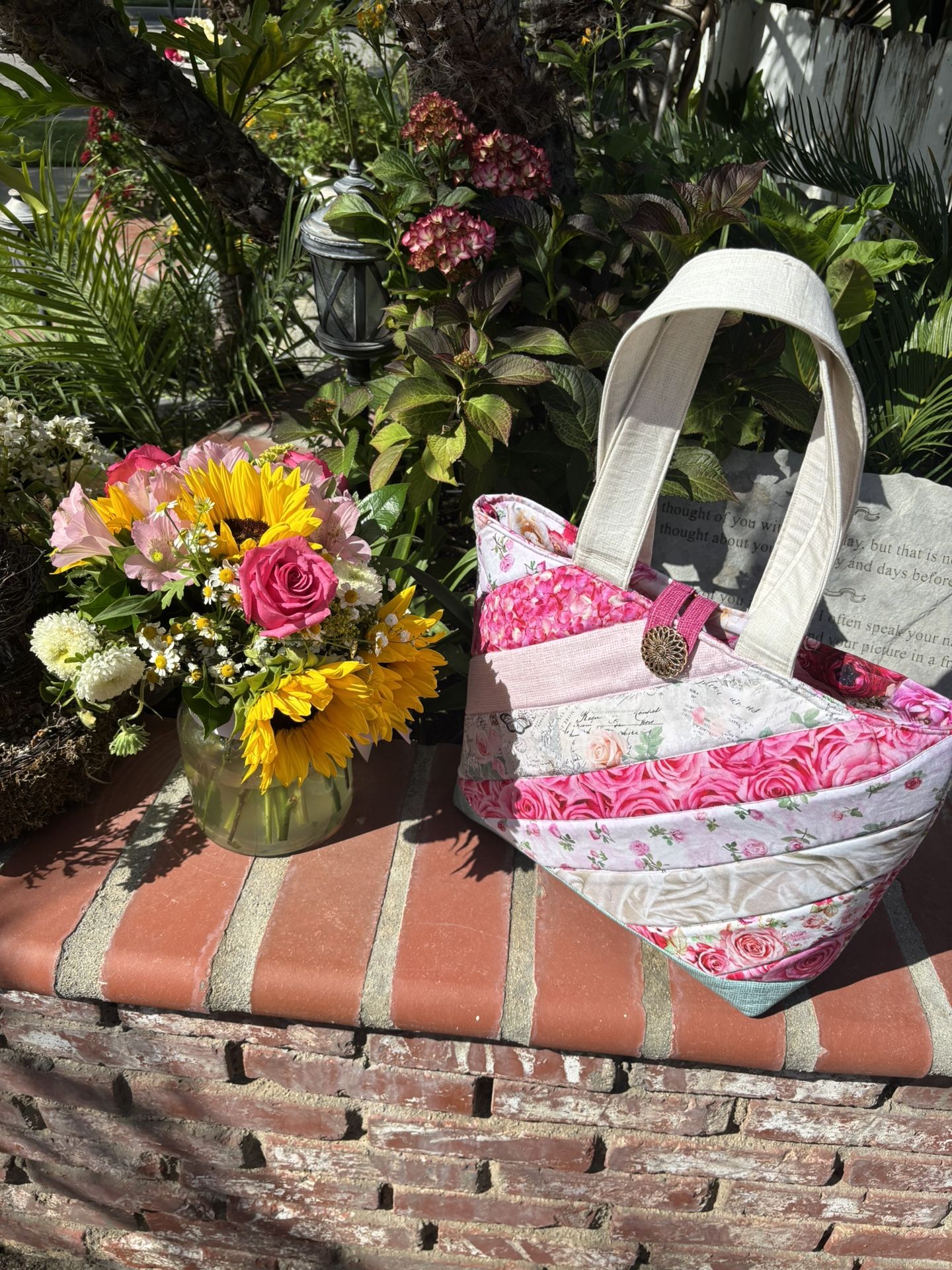 Quilted Tote With Button Closure