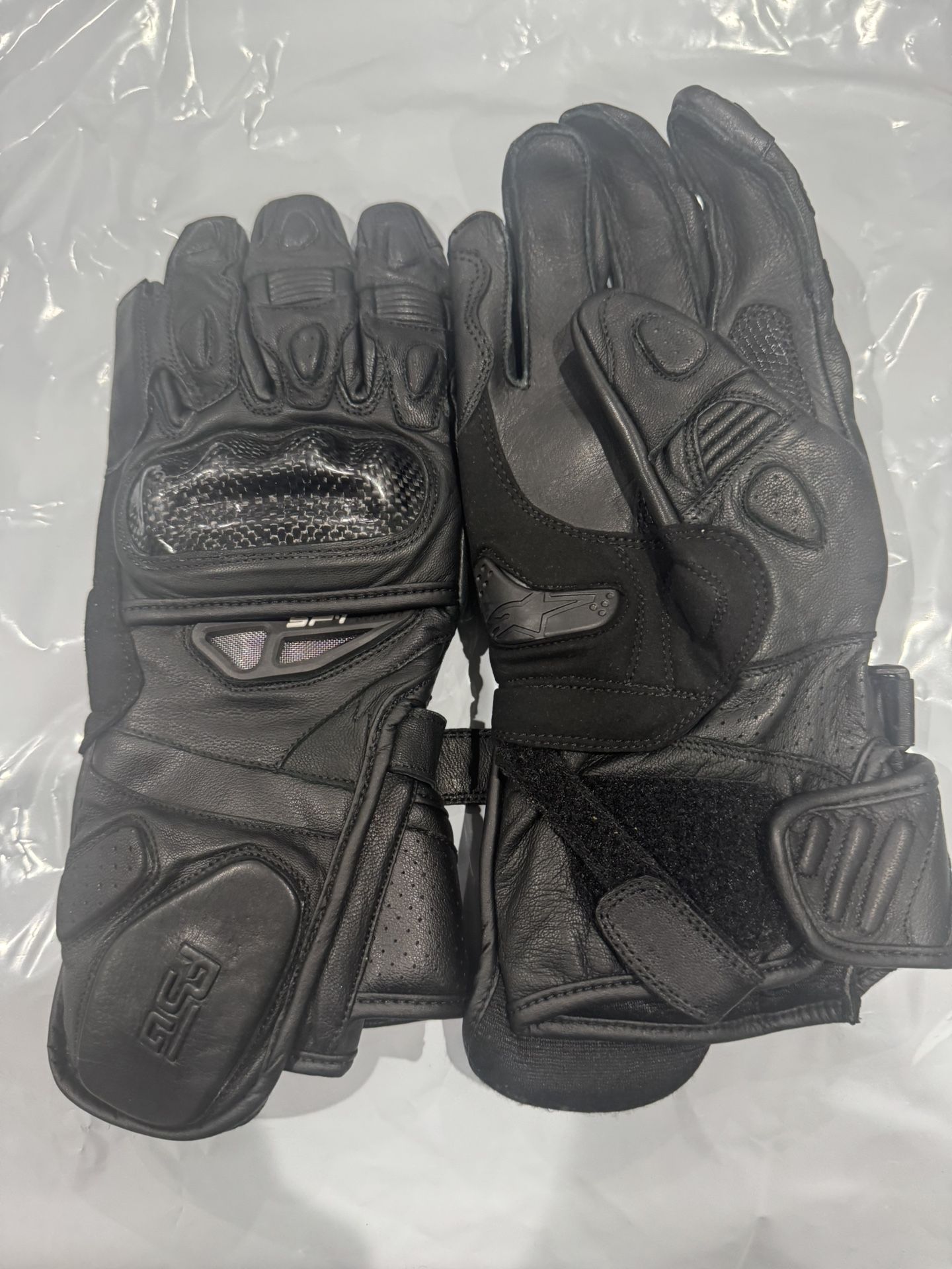 New Men Black Leather Motorcycle Gloves