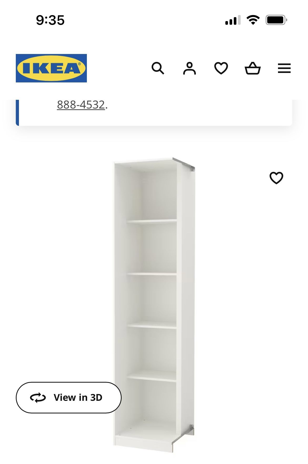 IKEA PAX Add-on corner unit with 4 shelves, white, 20 7/8x22 7/8x92 7/8 "