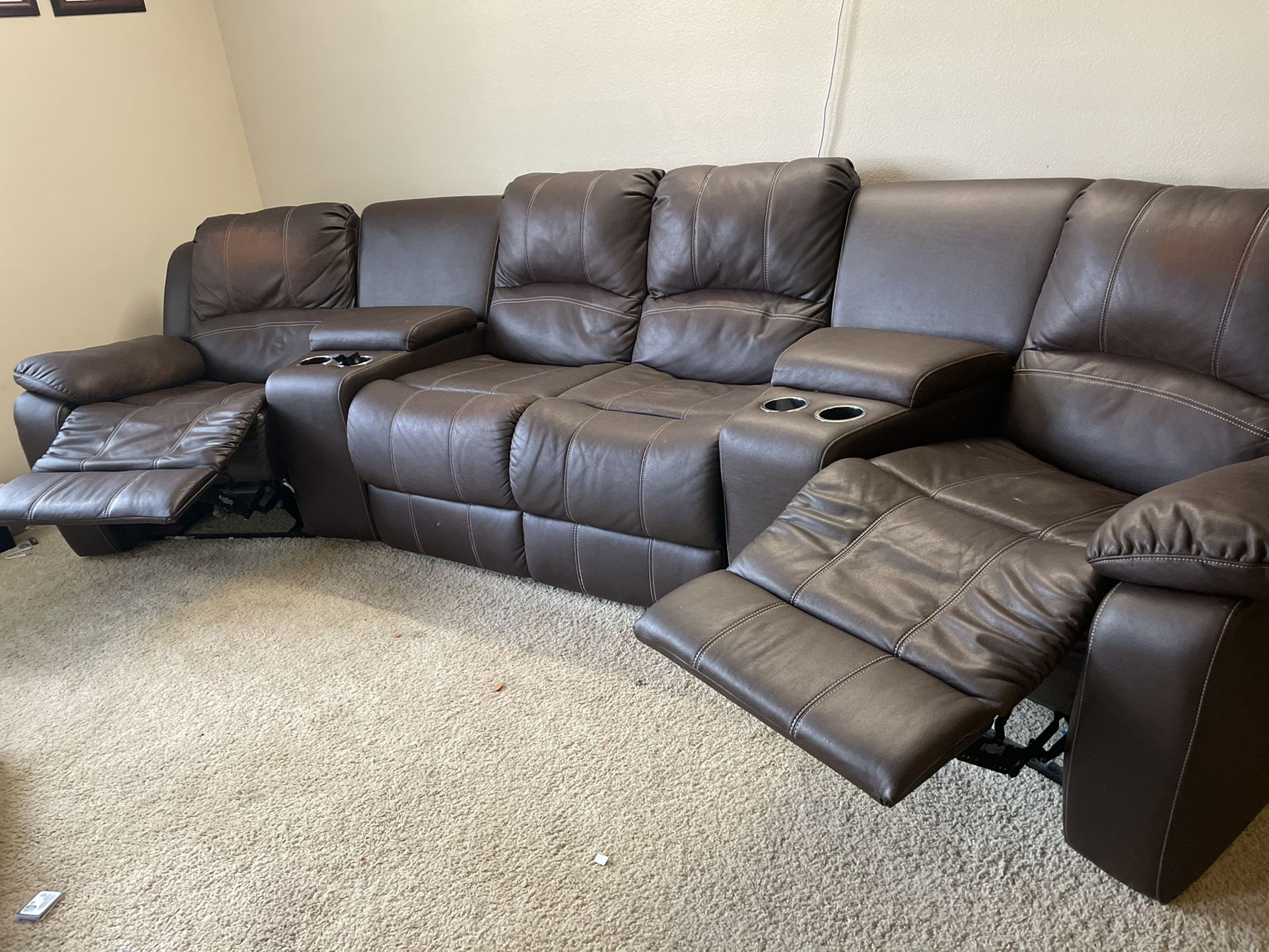 4 Seat Recliner Sofa With console