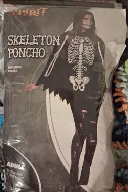 Spirit Halloween Skeleton Poncho Adult Costume