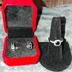 i💥SUPER SALE!💥 💞 VALENTINE'S DAY SALE! 💞 BLACK MOISSANITE HALO RING AND BLACK MOISSANITE HUGGIES SUPER COMBO!! BOTH GRA CERTIFIED!! 💞