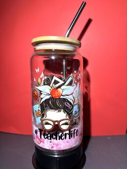 Teacher Appreciation Theme, 16 Oz Glass Cup
