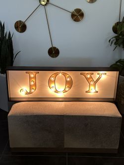 Unique 4Foot Lighted JOY Christmas Wooden Sign