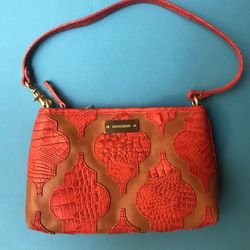 NEW!! Brahmin Anytime Mini Salsa Applique - Leather - Ltd Edition - Orange Croc Em NWT