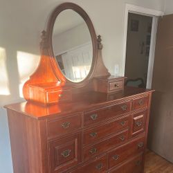 Cherry Wood Dresser Set