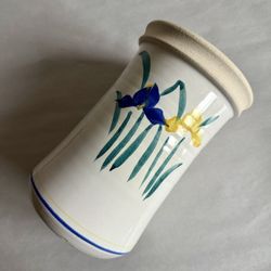 Vintage Contemporary Pottery Ltd. Blue And Yellow Iris Pottery Vase 