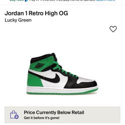 Jordan 1 Size 14 Lucky Green