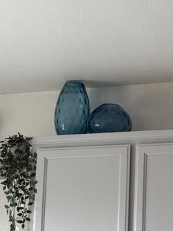 Blue Glass Vase Set of 4