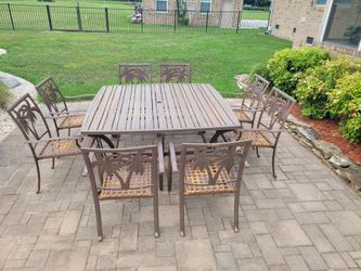 60-inch outdoor table, 8 chairs & 6 barstools