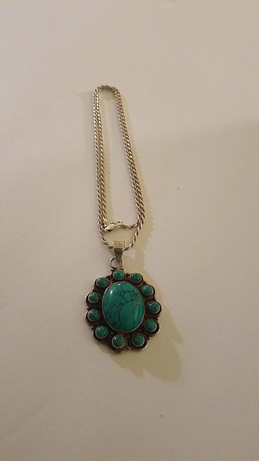 925 Turquoise pendant with 925 silver chain