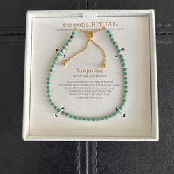 Turquoise Good Luck, Protection, Genuine Gemstone bracelet 18k Gold Plated
